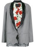 lace trim pinstriped blazer