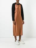 sweatshirt overlay satin dress