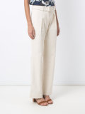 belted flare trousers
