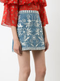 embroidered denim skirt