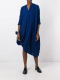 checked V-neck dress