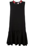 floral neck drop waist dress