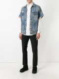 frayed shortsleeved denim jacket
