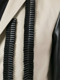 leather ruffle blazer
