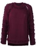 raw edge raglan sleeve jumper