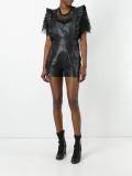 ruffled straps leather playsuit