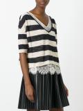 lace detailing striped jumper
