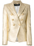 metallic coated tweed blazer