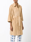 belted leather coat 