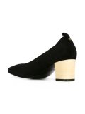 contrast block heel pumps