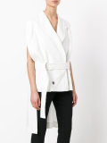 high-low sleeveless jacket