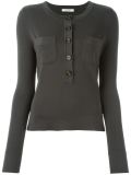 three quarter button neck sweater