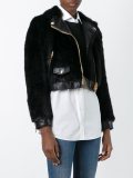 cropped faux fur biker jacket