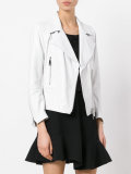 biker jacket with silver tone zippers