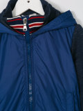 tonal bi-texture hooded jacket