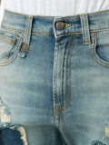 patched frayed cropped jeans