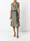 wrap front striped dress