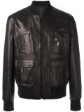 pins leather bomber jacket