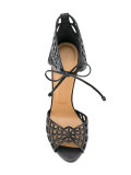 web motif stiletto sandals