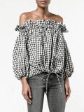 Gingham off-shoulders blouse