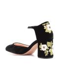 embroidered flower heel pumps