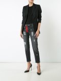 zip detail cropped jeans