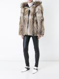 fur hooded reversible jacket