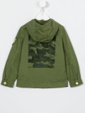 military patch hooded jacket