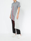 asymmetrical mixed checked shirt
