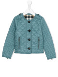 collarless diamond quilted jacket
