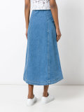 curved hem denim skirt 