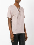 laced neck T-shirt