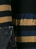 striped V-neck dress