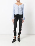 Birds of Paradise embroidered cropped jeans