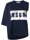 metallic logo asymmetric T-shirt