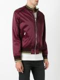 metallic striped trim bomber jacket
