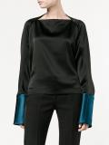 contrast cuff blouse