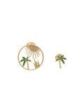 sapphire palm tree sun earring set