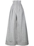 Pinstripe Wide Leg Trousers with High Waist