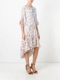 multiple print ruffled dress