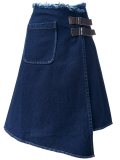 asymmetric raw denim skirt