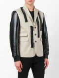 leather ruffle blazer