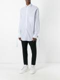 strap detail striped shirt
