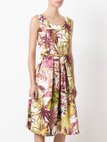 leaf print midi dress