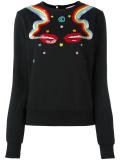 smoking lips beaded sweatshirt