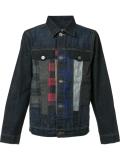 checked detailing denim jacket