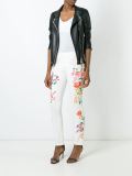 painted flower print jeans