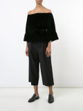 velvet off-the-shoulder top 