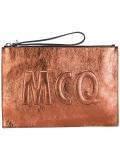 embossed logo clutch