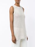 Sleeveless Mesh-Stitched Top